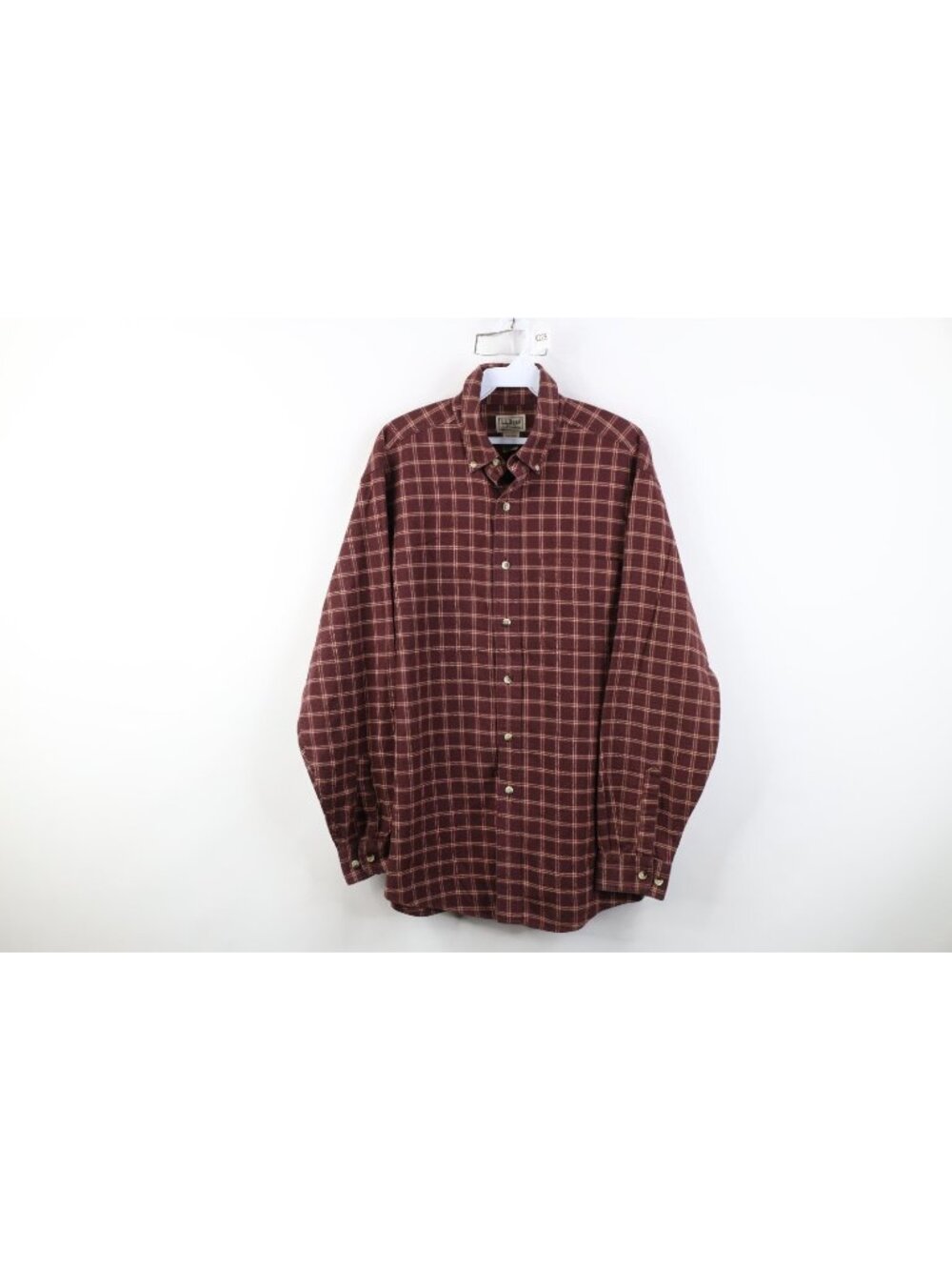 Vintage 90s LL Bean Mens Medium Faded Flannel Button Down Shirt Red Plaid Cotton